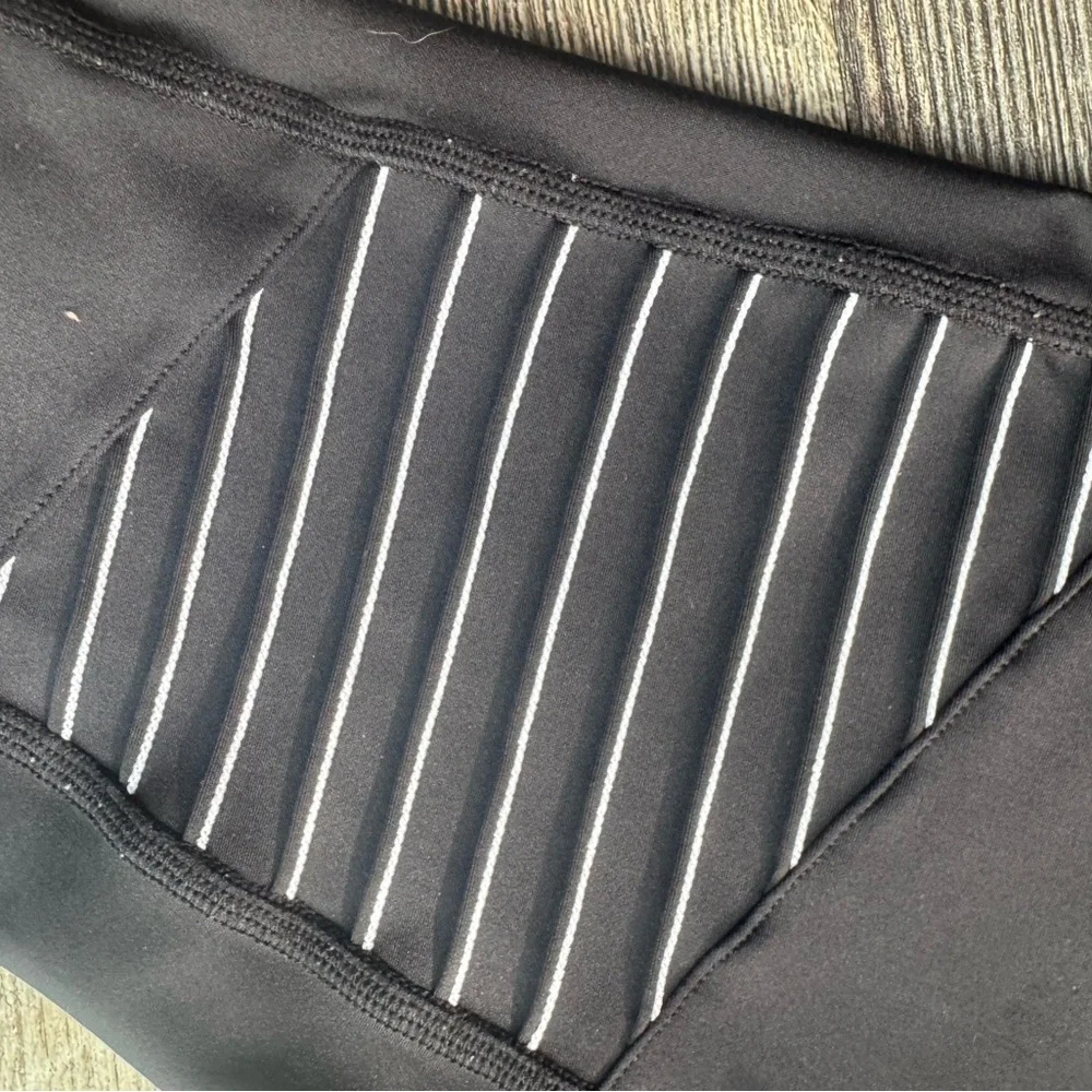 ALO Yoga Black Moto Leggings with Striped Detail